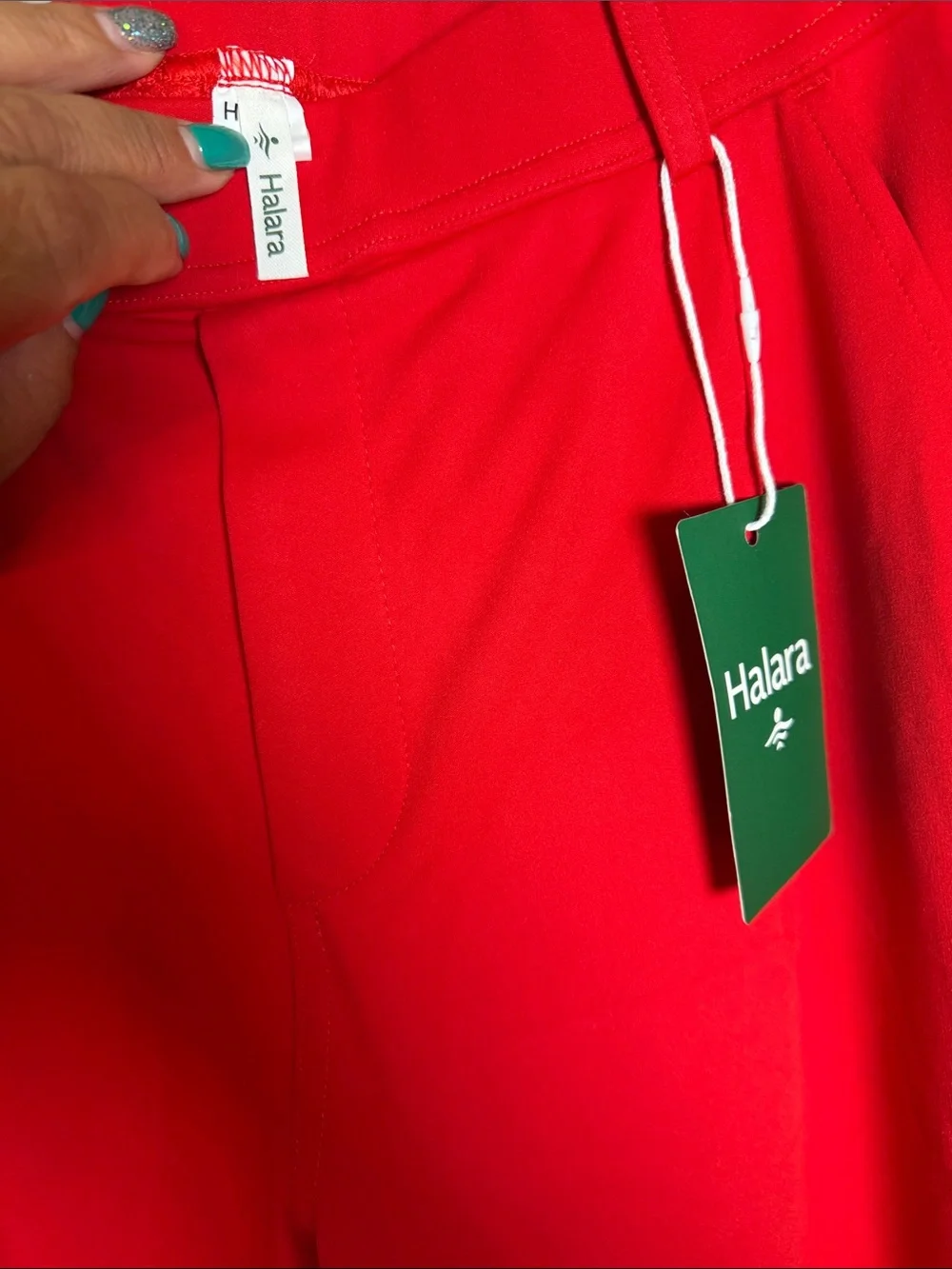 HALARA Wide-Leg Red High-Waist Trousers
